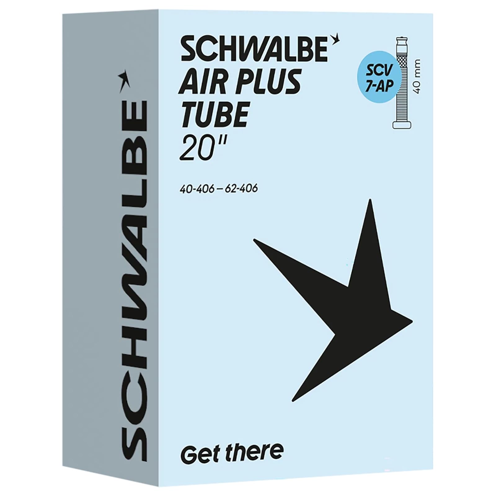 Schwalbe Bicycle Inner Tube SCV7-AP Air Plus 40/62-406 IB 40 mm