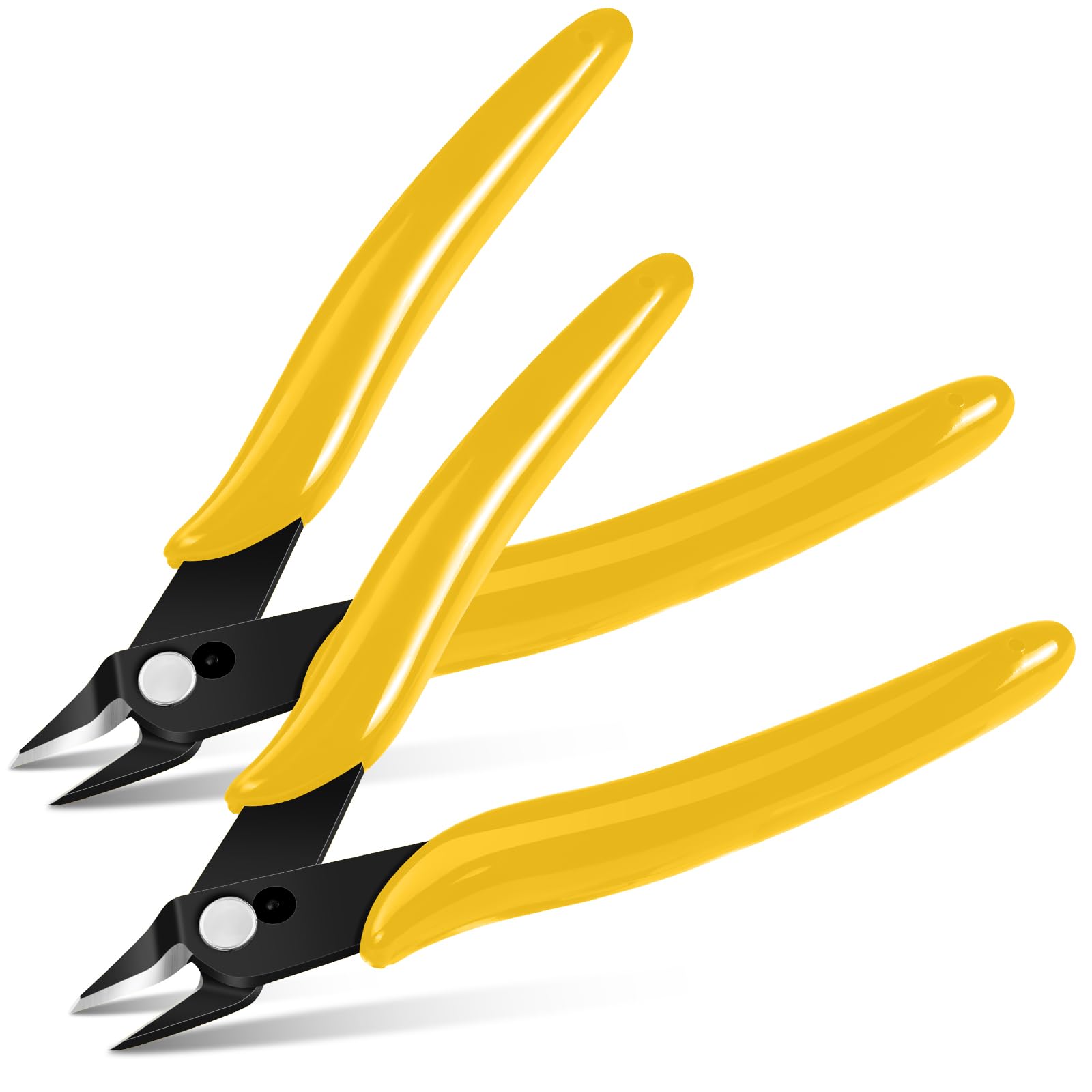Ainiv 2PCS Micro Wire Cutter, Spring-Loaded Side Cutting Pliers Flush Cutters, Precision Diagonal Cutting Pliers in CRV Steel, Wire Snips for Electrical, Homes, Craft, 3D Print Models-Yellow — image 1