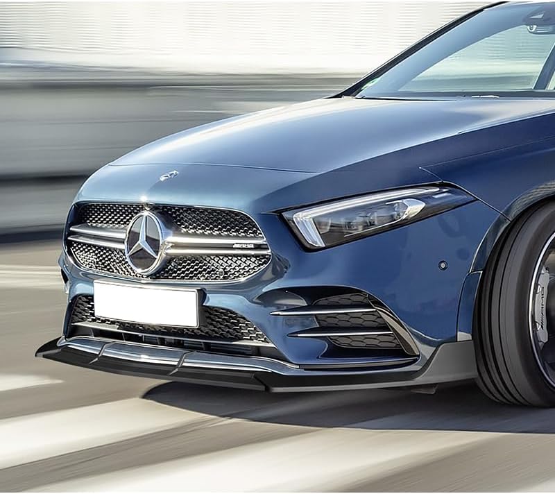 3pcs STP-Style Front Bumper Lip Spoiler Body Kit Compatible with 2019-2023 Mercedes A-Class AMG W177 2020 2021 2022 (Matt Black)
