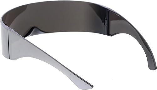 Miniatura 4 de zeroUV - Gafas de sol futuristas Cyclops Cyberpunk de los años 80 con lente espejada semirtranslúcida