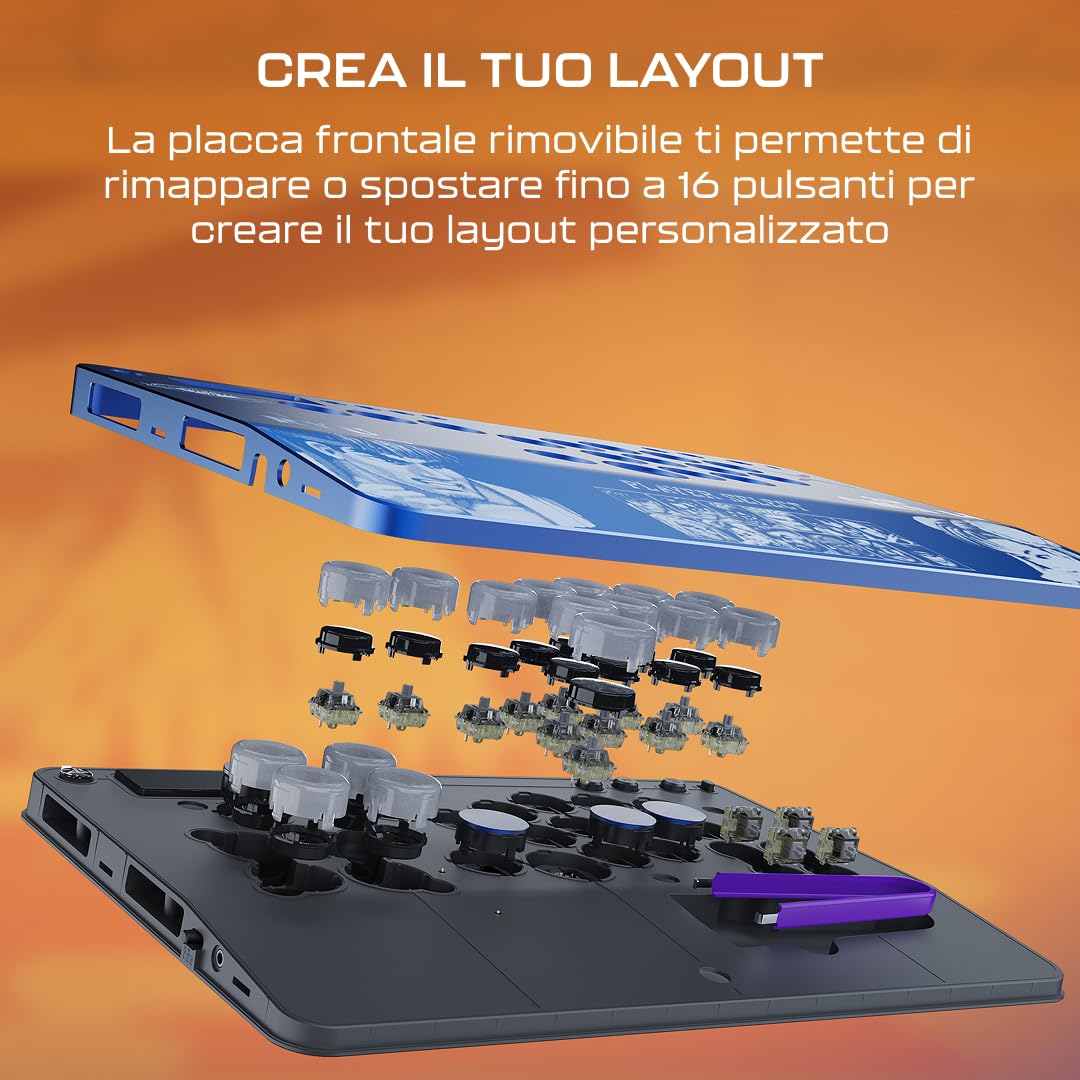 Turtle Beach Victrix Pro KO Leverless Fight Stick - Street Fighter II: Champion Edition, con licenza ufficiale Capcom e PlayStation, compatibile con PS4, PS5 e PC, con switch RGB hot swappable