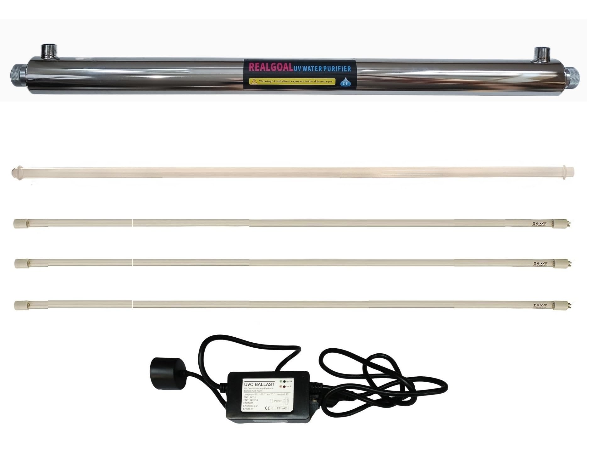 12GPM UV-Wasserfilter 55W Wasserreiniger, mit zusatzlichen 2 Lampen,UV-Wasserfilter fur die Reinigung des ganzen Hauses