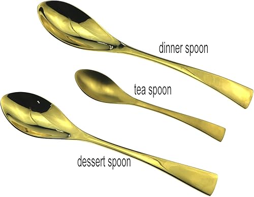 Miniatura 6 de JASHII Juego de cubiertos dorados de pulido de espejo de lujo, juego de cubiertos de 20 piezas, utensilios de acero inoxidable 1810 para 4, tenedor