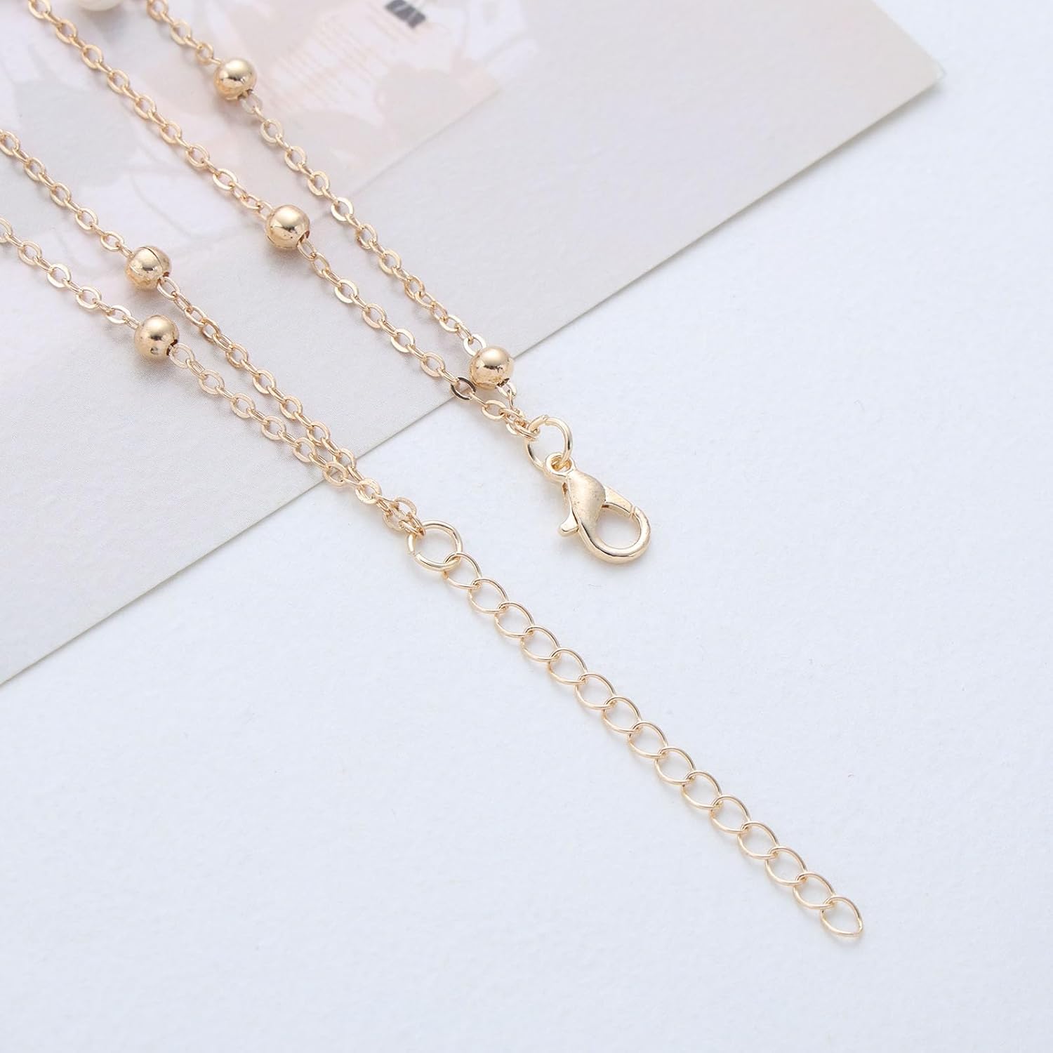 Bohemian Layered Pearl Ankle Bracelet Gold Figure Eight Infinity Anklets Pearl Station Box Chain Anklet Friendship Infinity Foot Chain Anklet Summer Beach Foot Chain Jewelry for Women - Image 7