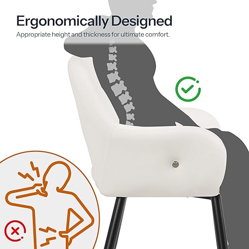 Miniatura 8 de HOOBRO Juego de 2 sillas de comedor, sillas de cocina con brazos suaves, modernas sillas de comedor tapizadas para sala de estar, comedor, cocina,