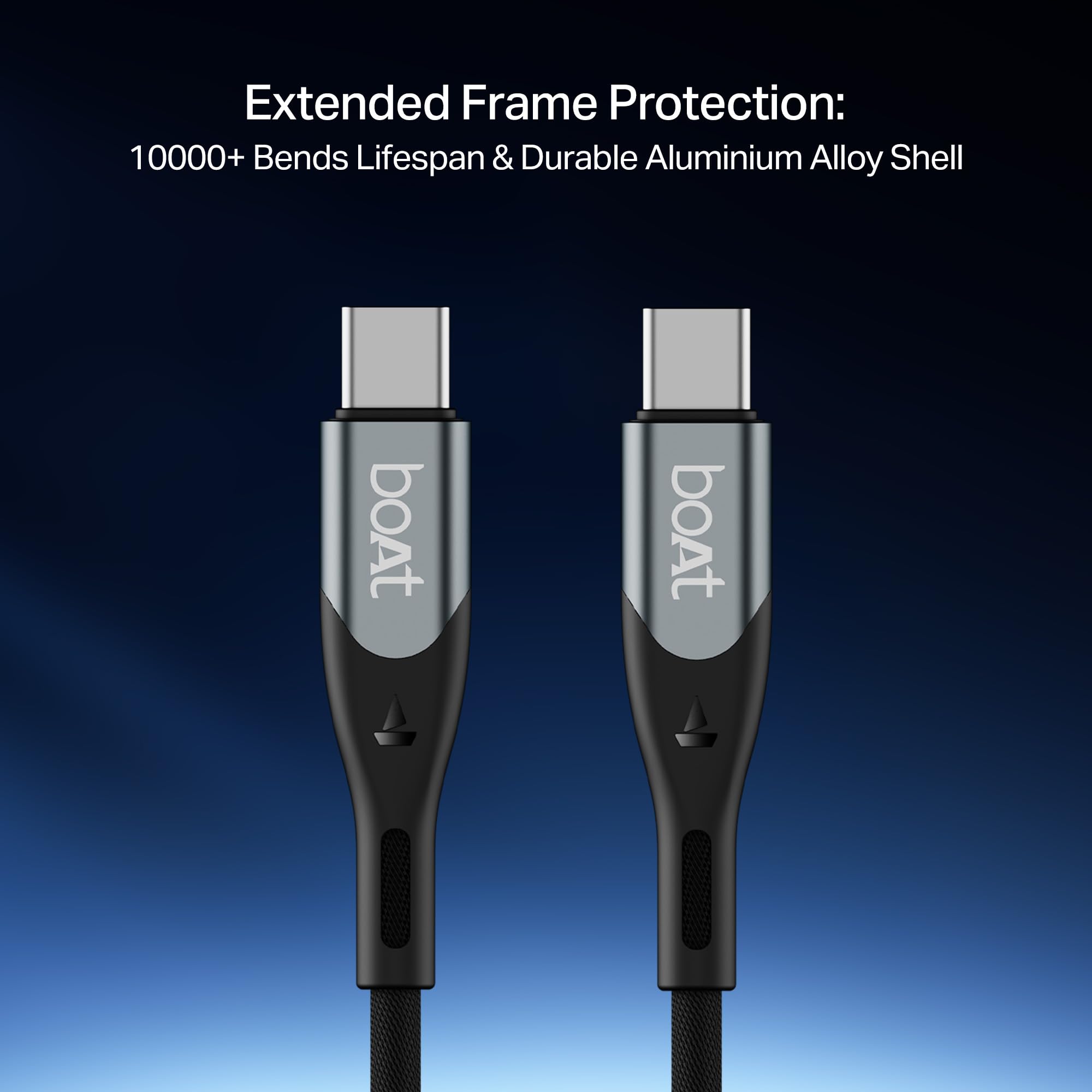 boAt Type C to C 65W Fast Charging Cable with 480 Mbps Data Transfer, Tangle-Free Cable in Premium Nylon Braided Design (Carbon Black) 3