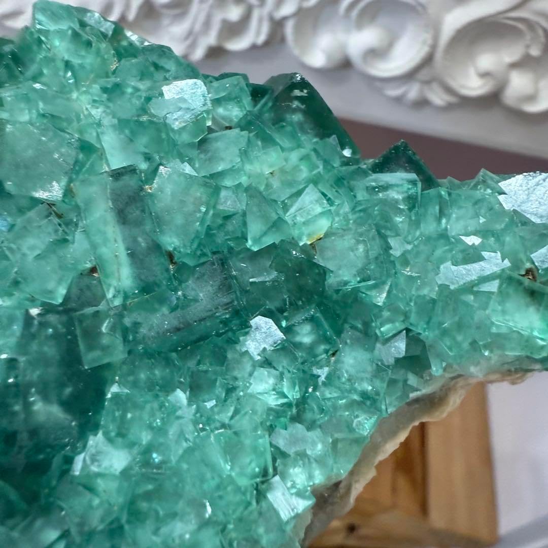 グリーンフローライトクラスター 314g 強蛍光　蛍石 原石　自然石③ グリーンフローライトクラスター 314g 強蛍光 蛍石 原石 自然石③