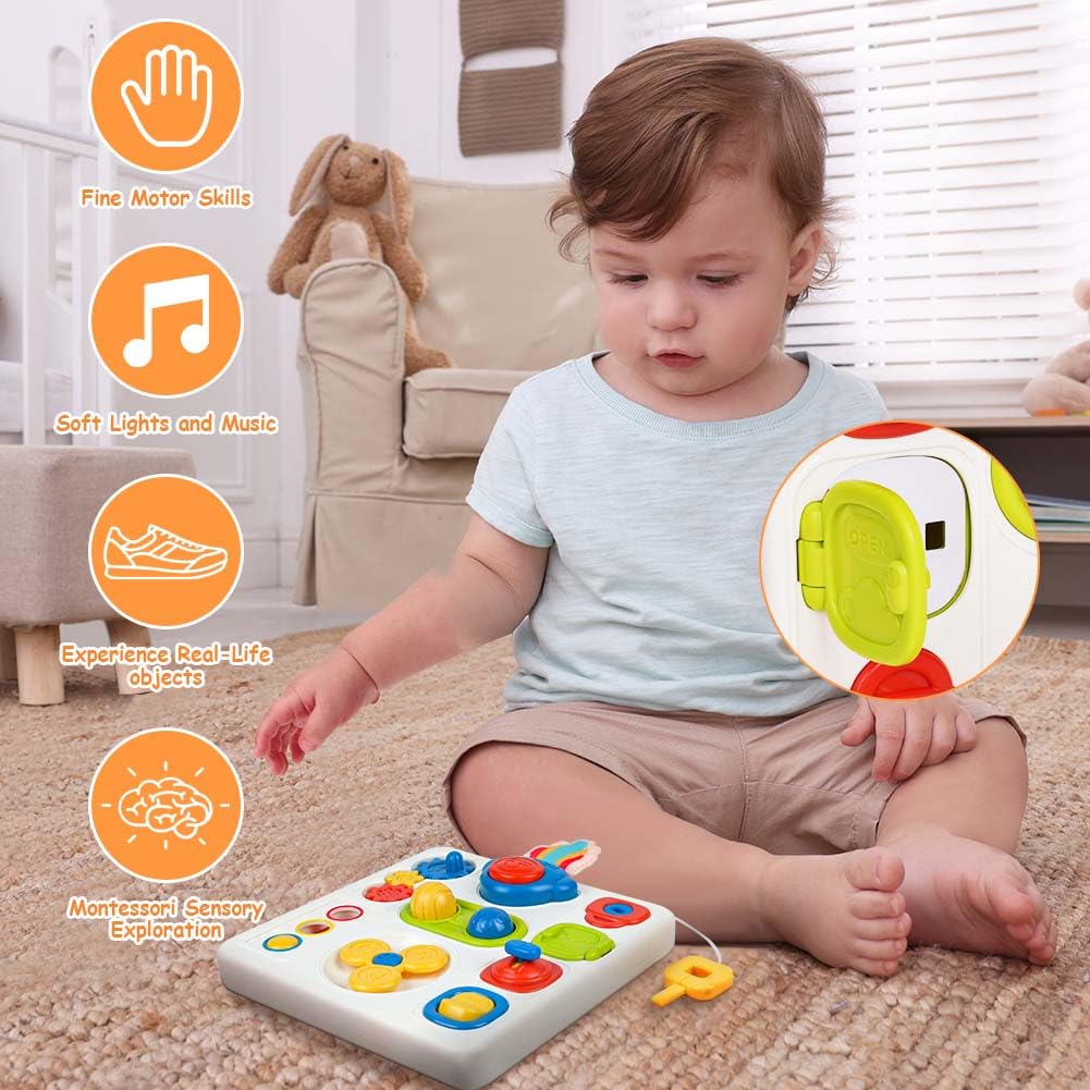 Aolso Montessori Busy Board for Toddlers, Travel Toy for 2-4 Year Old Boys Girls, Pop up Toy, Early Development & Activity Educational Toy, Fine Motor Skills for Babies - Image 4
