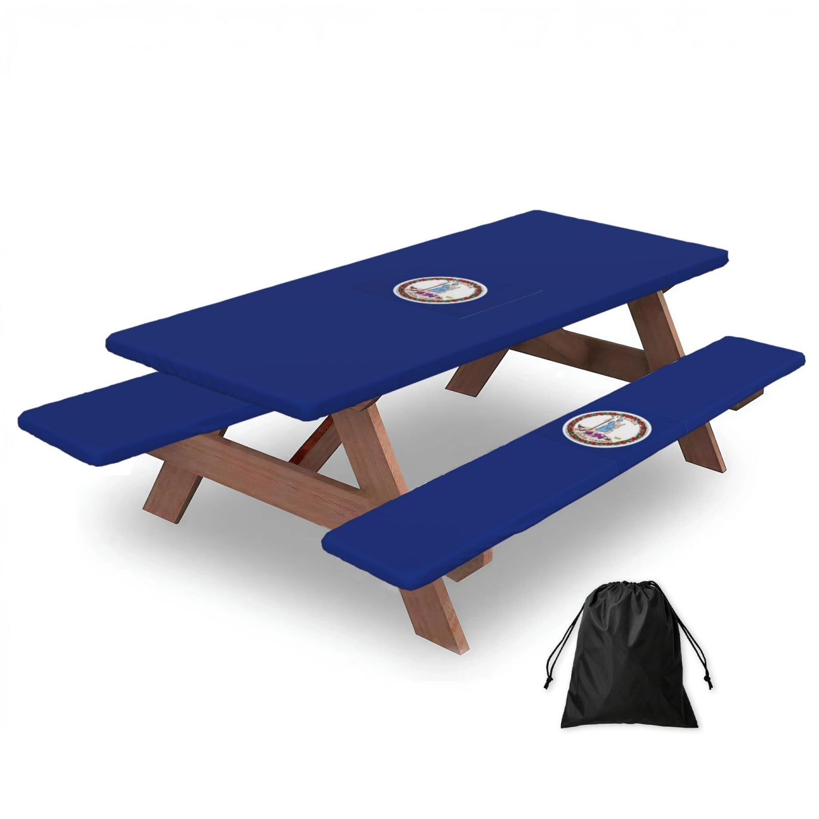 AYYQWE Virginia State Flag Print Picnic Table Bench Cover Outdoor Garden Party Decor Daily Accessory Gift