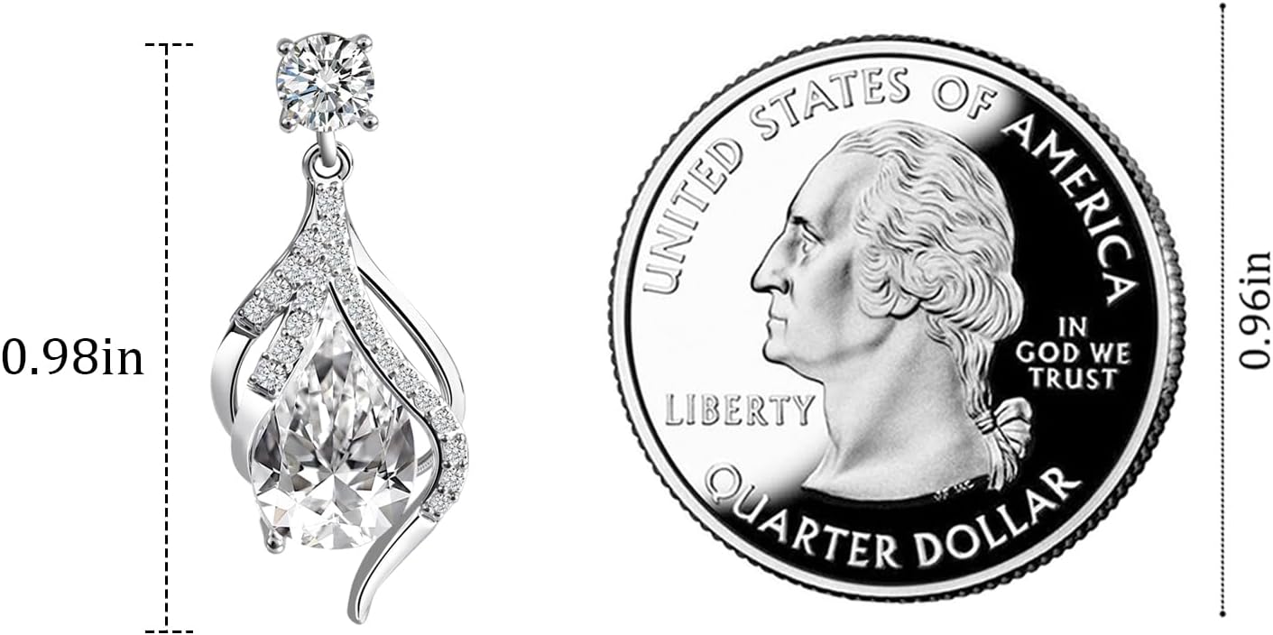 Sterling Silver Cubic Zirconia Earrings for Women– Elegant Silver Dangle Earrings with Teardrop CZ, Timeless Cubic Zirconia Jewelry for Brides, Parties, Prom - Image 3