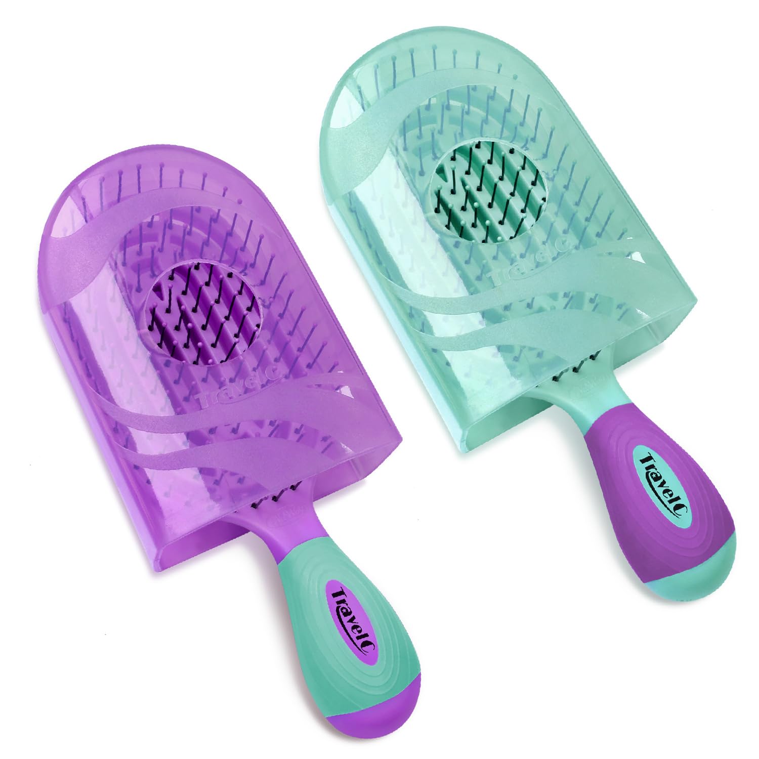 NuWay 4HAIR® US Patented Detangler Hair Brush for Men & Women - Purple & Teal | Hair Comb for Scalp Care - Quick Dry Breathable - TravelC Tangle Relief Brush for All Hair Types