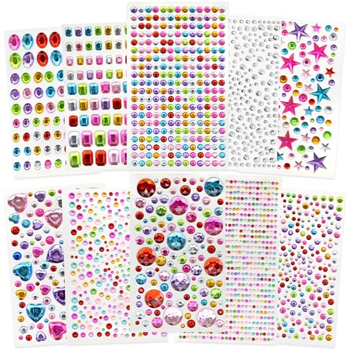 2442PCS Gem Stickers for Kids – Self Adhesive Rhinestone Stickers, Bling Acrylic Heart Stickers and Gems for Crafting, Stick On Gems for Scrapbooking, DIY Crafts, Card Making, Decorations