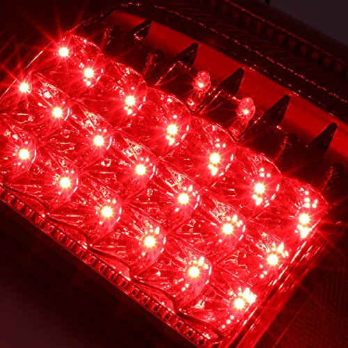 Image of Auto Dynasty Tail Lights Compatible with 2008-2016 Ford F250 F350 F450 F550 Super Duty, Driver and Passenger Side LED Brake Lamps, Chrome Housing Red Lens