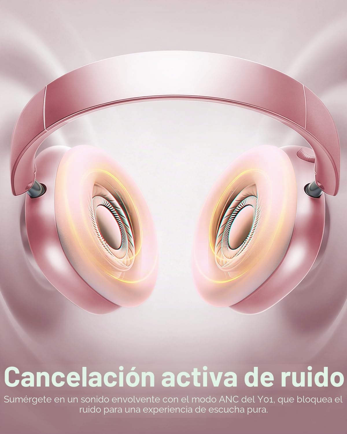 Wentronic Y01 - Auriculares inalámbricos con cancelación de ruido Bluetooth 5.3, sobre la oreja, con micrófono, audio de alta resolución, 48 horas de reproducción, almohadillas plegables y cómodas