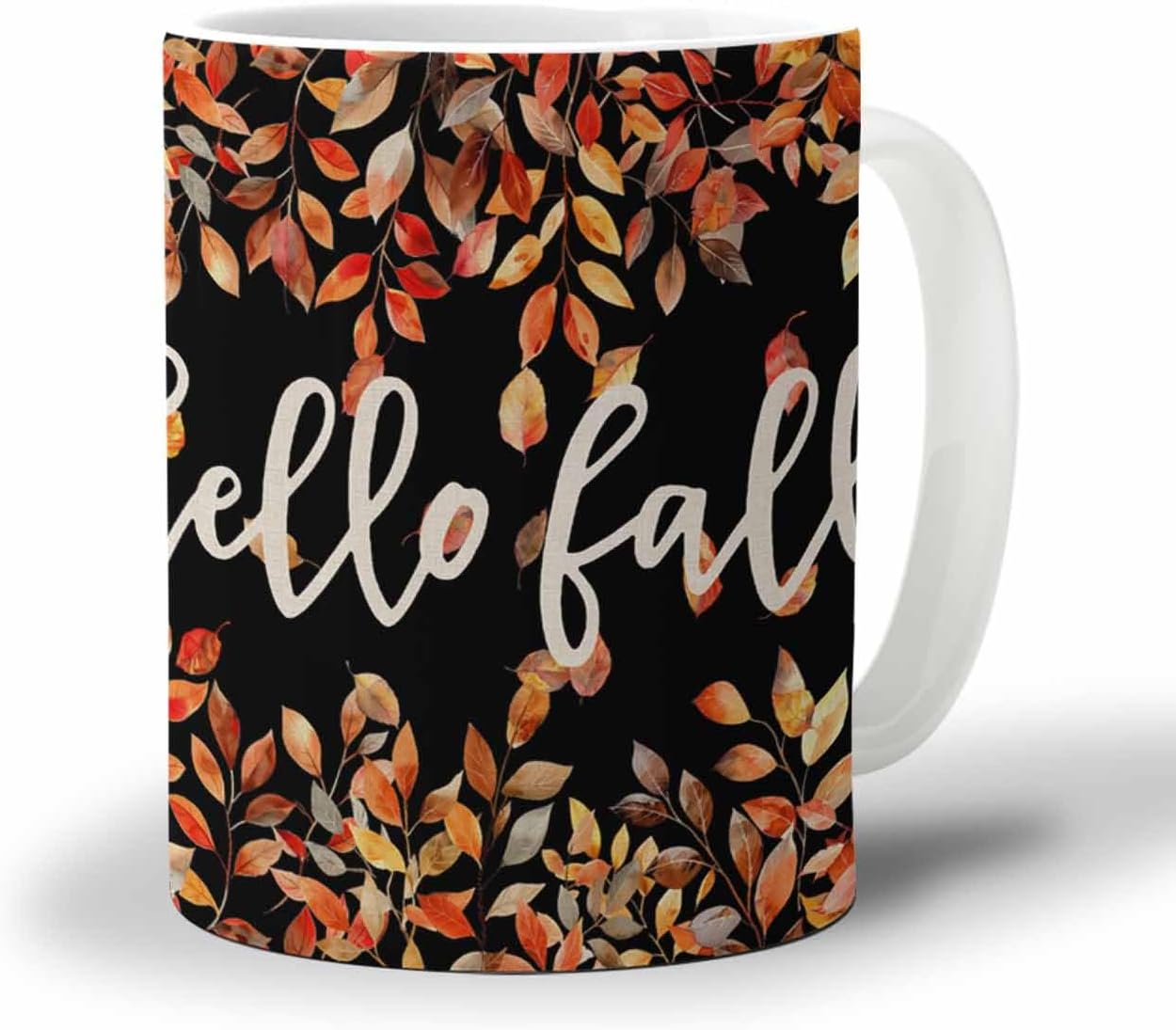 BEMIGO Ceramic Coffee Mug Vintage Maple Leaves Ceramic Mug White Cup, Fall Autumn Harvest Insulated Coffee Cup with Handle with Pattern Perfect for Tea and Hot Beverages, 12oz