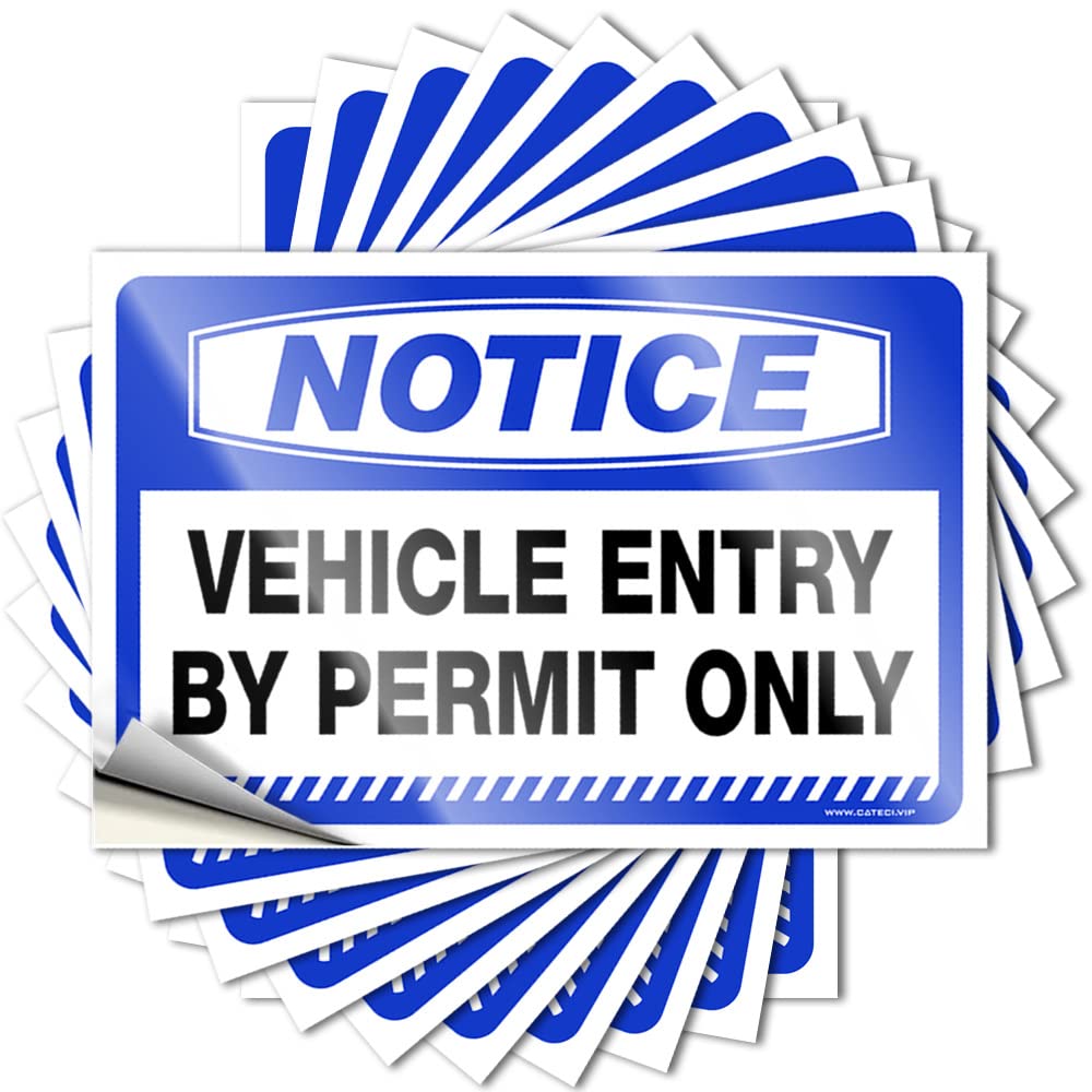 Bumper Stickers Notice Vehicle Entry By Permit Only Stickers 10 Pcs Funny Car Decals Outdoor Bar Decor(6X9CM)
