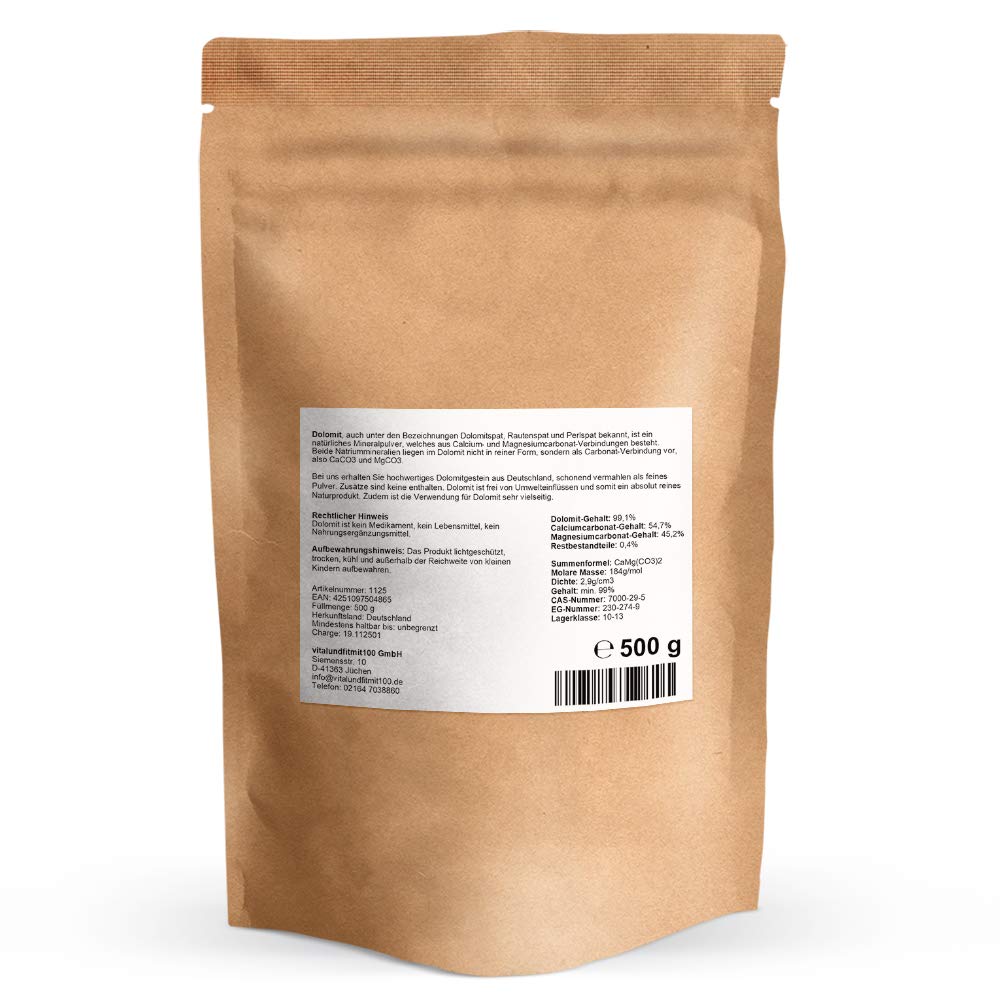 Dolomit Pulver 500 g – natürliches Calcium & Magnesium