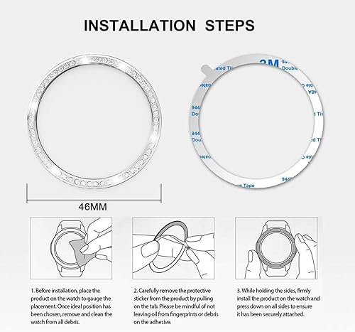 Miniatura 7 de Fundas compatibles con Samsung Gear S3 FontierClassicGalaxy Watch 1.811 inGalaxy Watch 4 Classic 1.811 in, Bling Diamon + Rhombus cubierta de anillo