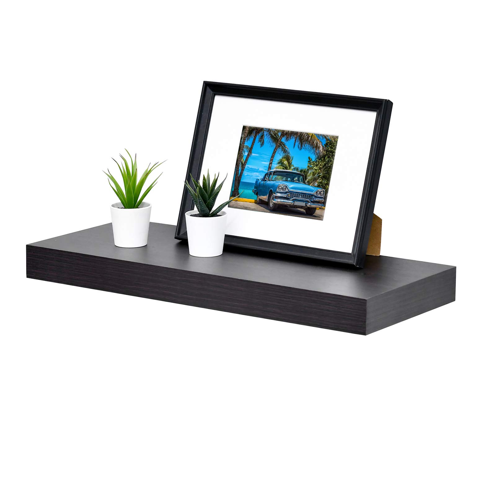 WELLAND 24 inch Espresso Mission Floating Shelves for Wall, Bathroom