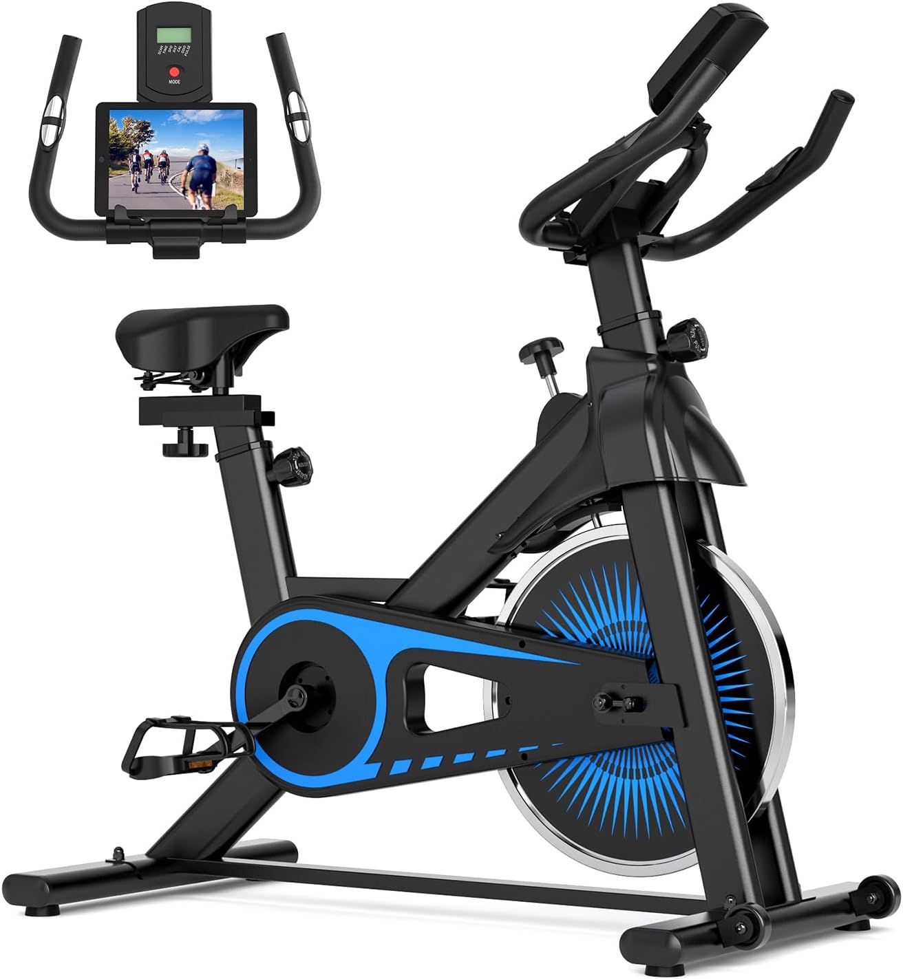 Exercise Bike,Adjustable Resistance Indoor Cycling Bike for Home Exercise – Stationary Bike with Smartphone Holder, LCD Display & Heart Rate Monitor