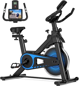 Exercise Bike,Adjustable Resistance Indoor Cycling Bike for Home Exercise - Stationary Bike with Smartphone Holder, LCD Display & Heart Rate Monitor