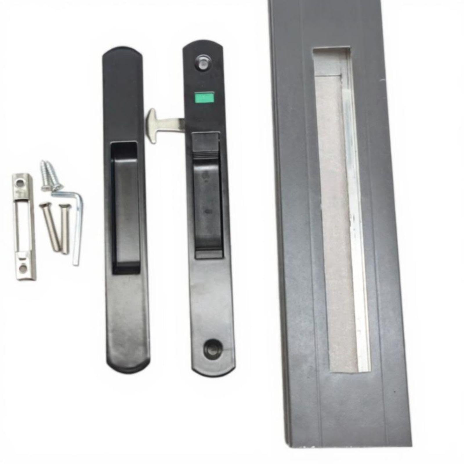 Aluminum Alloy Sliding Door Hook Lock Sturdy Adjustable Home Security Black 24cm Double-Sided-image-44