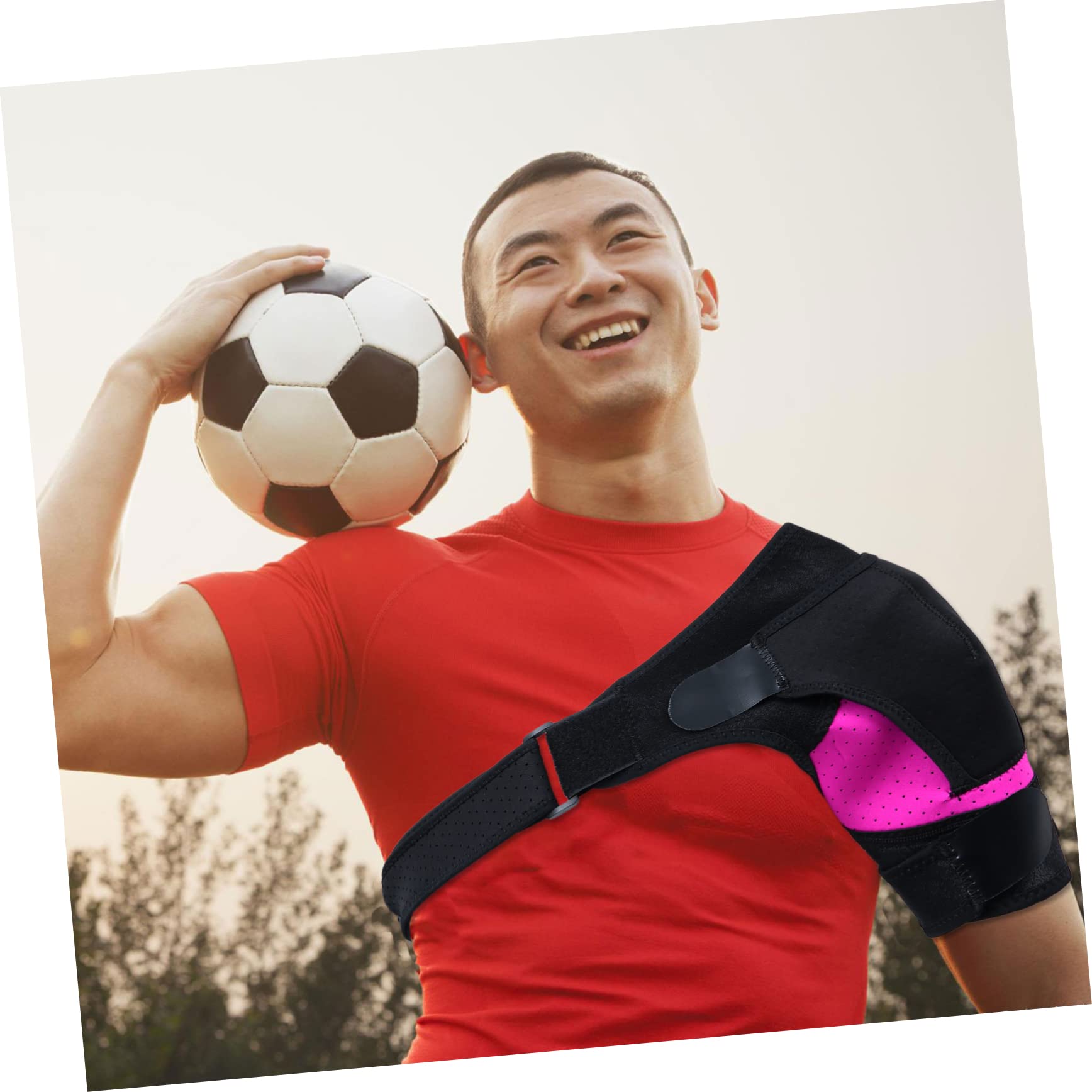 KOMBIUDA Shoulder Brace Cuff Support Sports Shoulder Compression Sleeve for Men Women Full Range of Motion Sturdy Blue