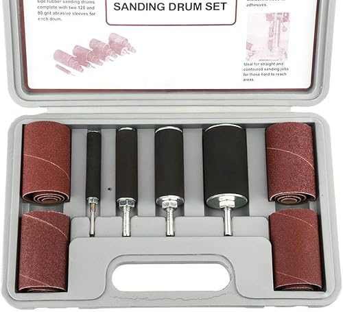 Miniatura 9 de Juego de lijadoras de tambor, 20 unidades de tambor de lijado de goma para mejoras del hogar, pasatiempos, bricolaje, carpintería, trabajo de madera