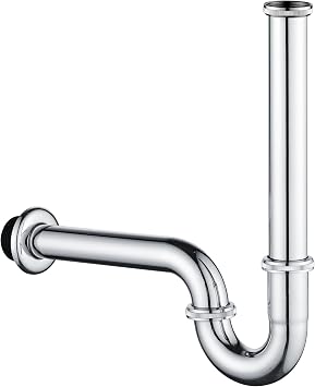 Bathroom Sink P-Trap Drain, SUS304 U-Shape 1-1/4 inch Slip Inlet Drain, Lavatory Adjustable Height Sink Waste Drain P-Trap Kit, General US/CA Standard, Polished Chrome
