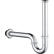 Bathroom Sink P-Trap Drain, SUS304 U-Shape 1-1/4 inch Slip Inlet Drain, Lavatory Adjustable Height Sink Waste Drain P-Trap Kit, General US/CA Standard, Polished Chrome