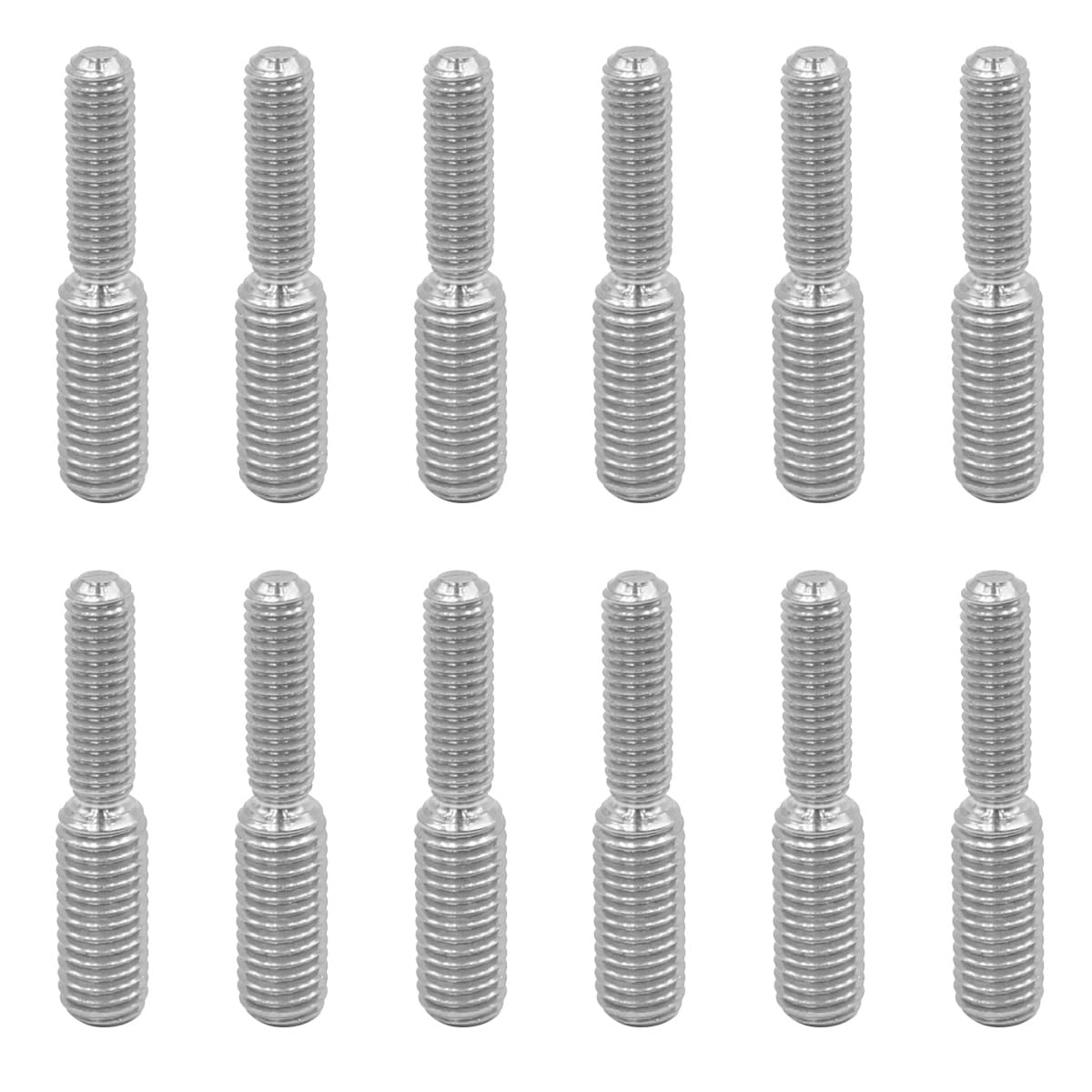 Gurtt Pack of 12 Stud Bolts M6 x 20 mm to M8 x 20 mm Double End Threaded Screws Stainless Steel Rod Bolt Thread Reducer Adapter for Furniture