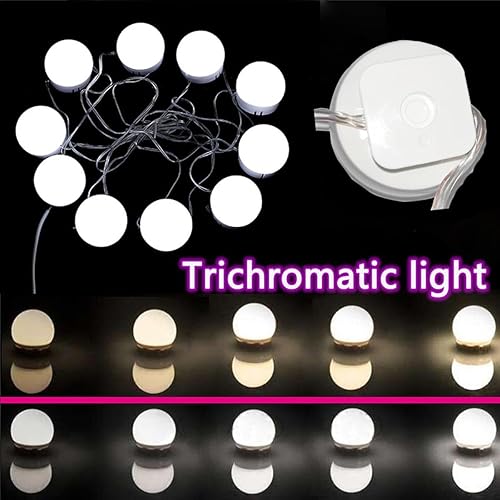 Miniatura 5 de Luces de espejo regulables, luces LED estilo Hollywood con 10 bombillas, luces de tocador alimentadas por USB para espejo, tocador, dormitorio,