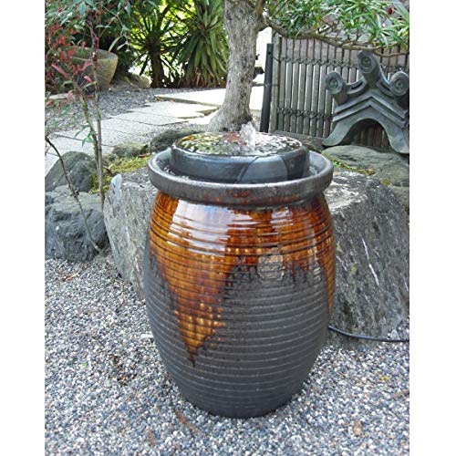 Amazon.co.jp: 水琴窟 信楽焼 - 重蔵釜（B‐1／雨流し） 重蔵窯の家庭