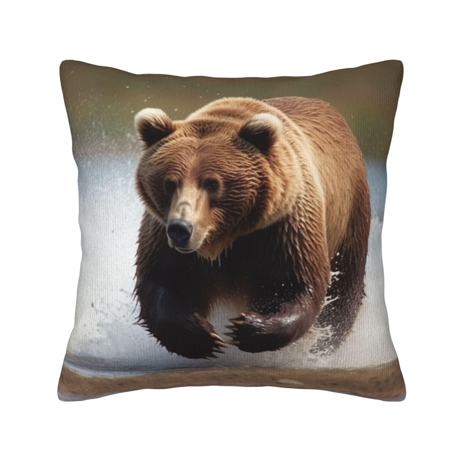 Housse de coussin velours côtelé ours 40,6 cm pour décoration lit