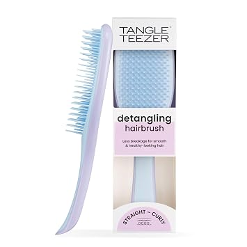 Tangle Teezer The Ultimate Detangler Hairbrush | For Wet & Dry Hair | Detangles All Hair Types | Reduces Breakage, Eliminates Knots | Two-Tiered Teeth & Comfortable Handle | Lilac Cloud Blue