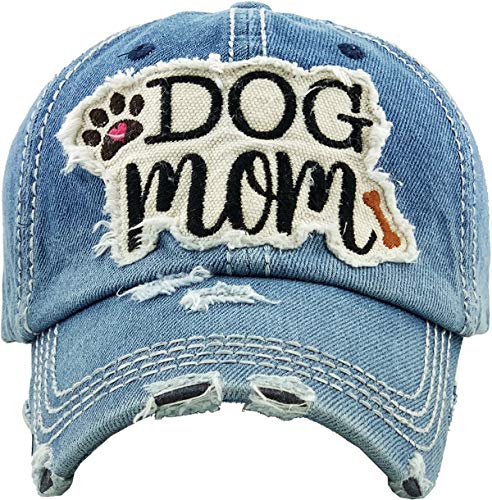 Image of KBETHOS Dog Cat Mom Dad Theme Womens Baseball Cap Distressed Vintage Unconstructed Embroidered Patch Hat