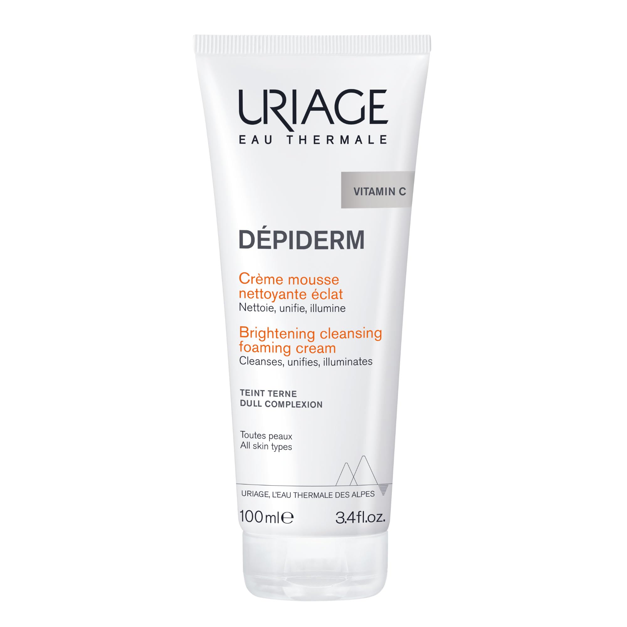 Uriage Depiderm Mousse Detergente Illuminante con Vitamina C Stabilizzata e Niacinamide - Correzione e prevenzione delle macchie scure. La pelle è detersa e luminosa