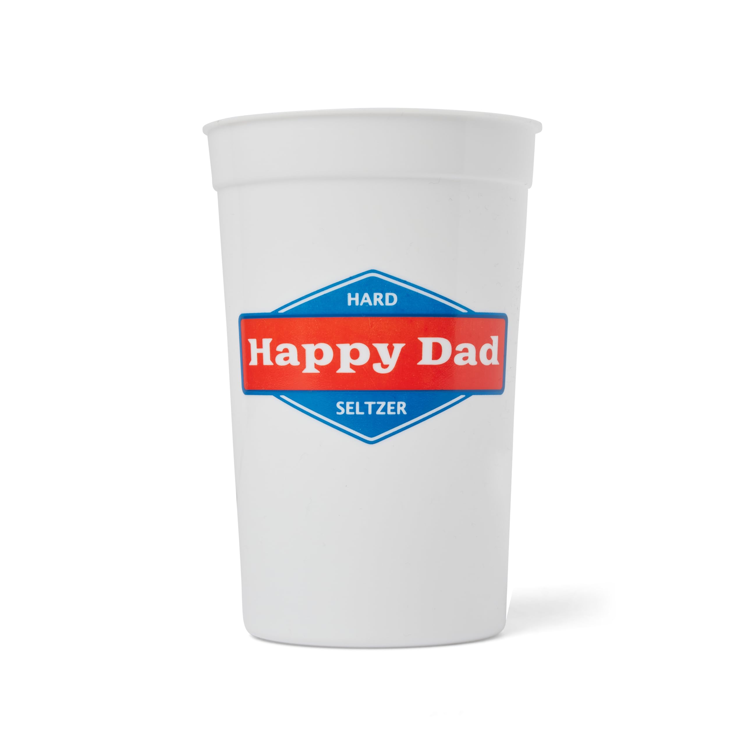 Happy Dad Plastic Cups, White Logo Party Cups for Adults, Drinking Games, Disposable or Reusable Tumblers for Party Supplies, Gifts, College Tailgates, Beach, Pool, Hand Wash Only, 16 Pack, 22oz
