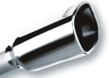 BORLA 20241 Exhaust Tip 2.25" Inlet - 3.5" x 3.28" Single Square Rolled-Edge Angle-Cut Outlet - 7.88" Long Exhaust Tip Embossed With BORLA Logo. Weld On Mounting Method.