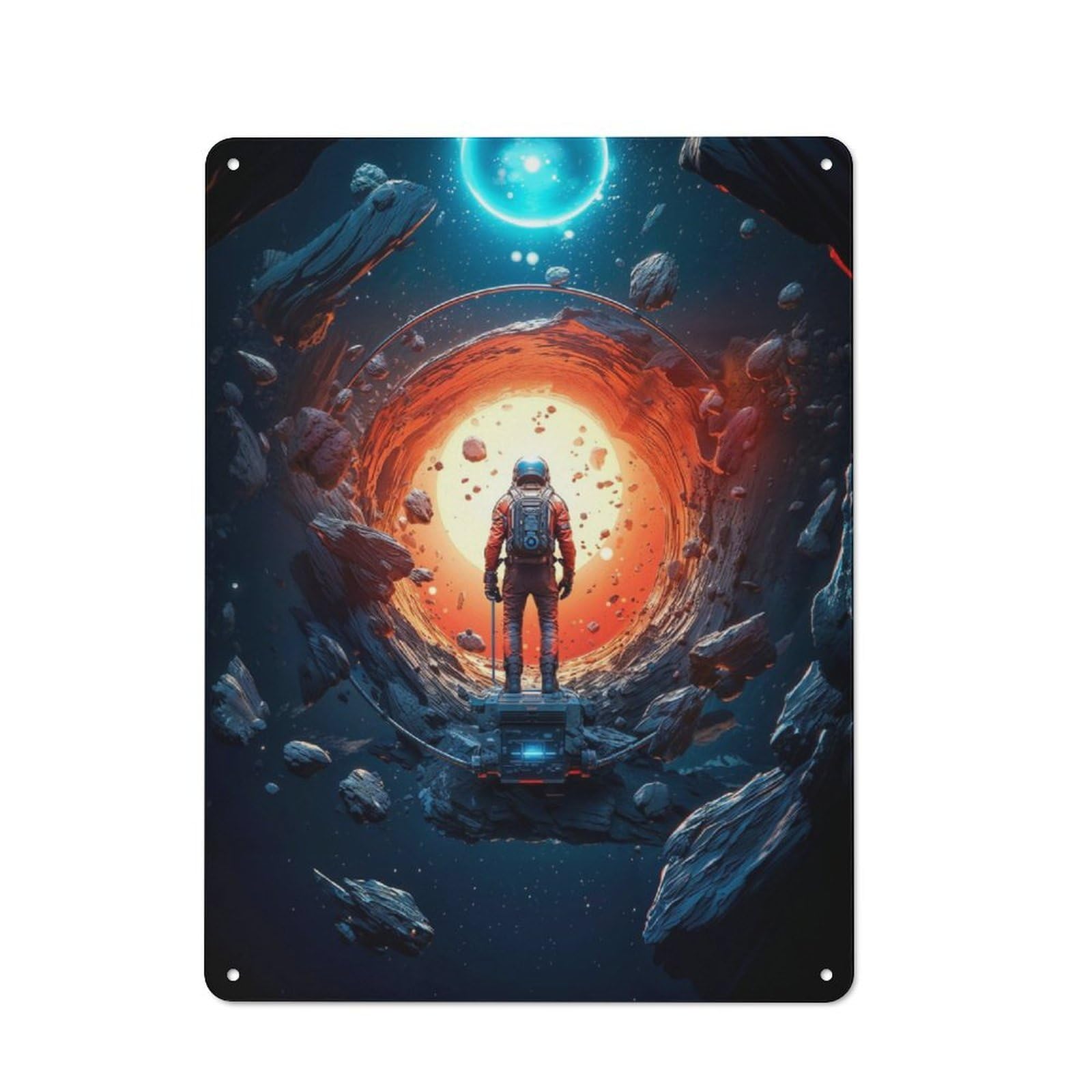 Junmoney Astronaut And The Unknown Vintage Metal Plaque 40X30cm Featuring For Garage Wall, For People Furnishing A Garage