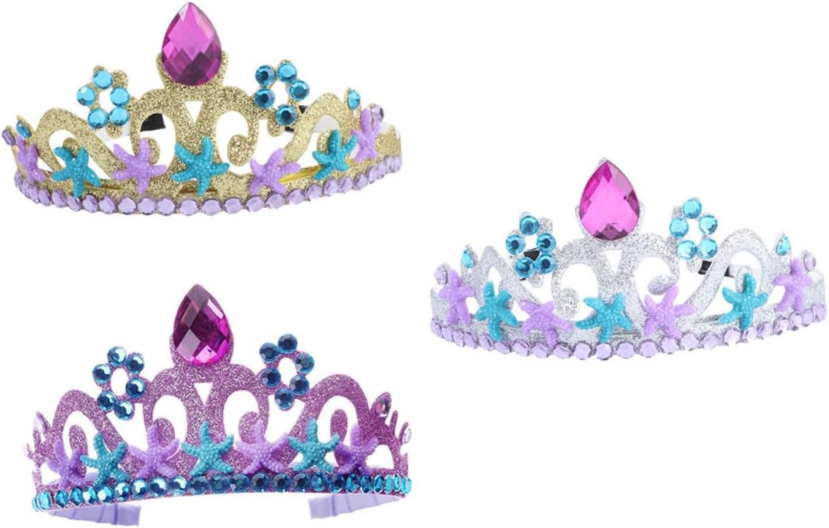 FOMIYES 3pcs Mermaid Headband Bridesmaid Headpiece Ocean Themed Princess Dress up Princess Tiaras Mermaid Party Ermaid Headband for Girls Prinecess Crown Non-woven Fabric Child Hair Comb