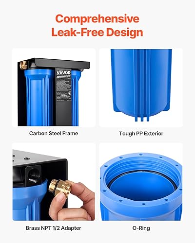 Miniatura 5 de VEVOR Filtro de agua para autocaravana con soporte, 2 cartuchos de 2.5 x 10 pulgadas, sistema de filtro de agua para vehículos recreativos, elimina