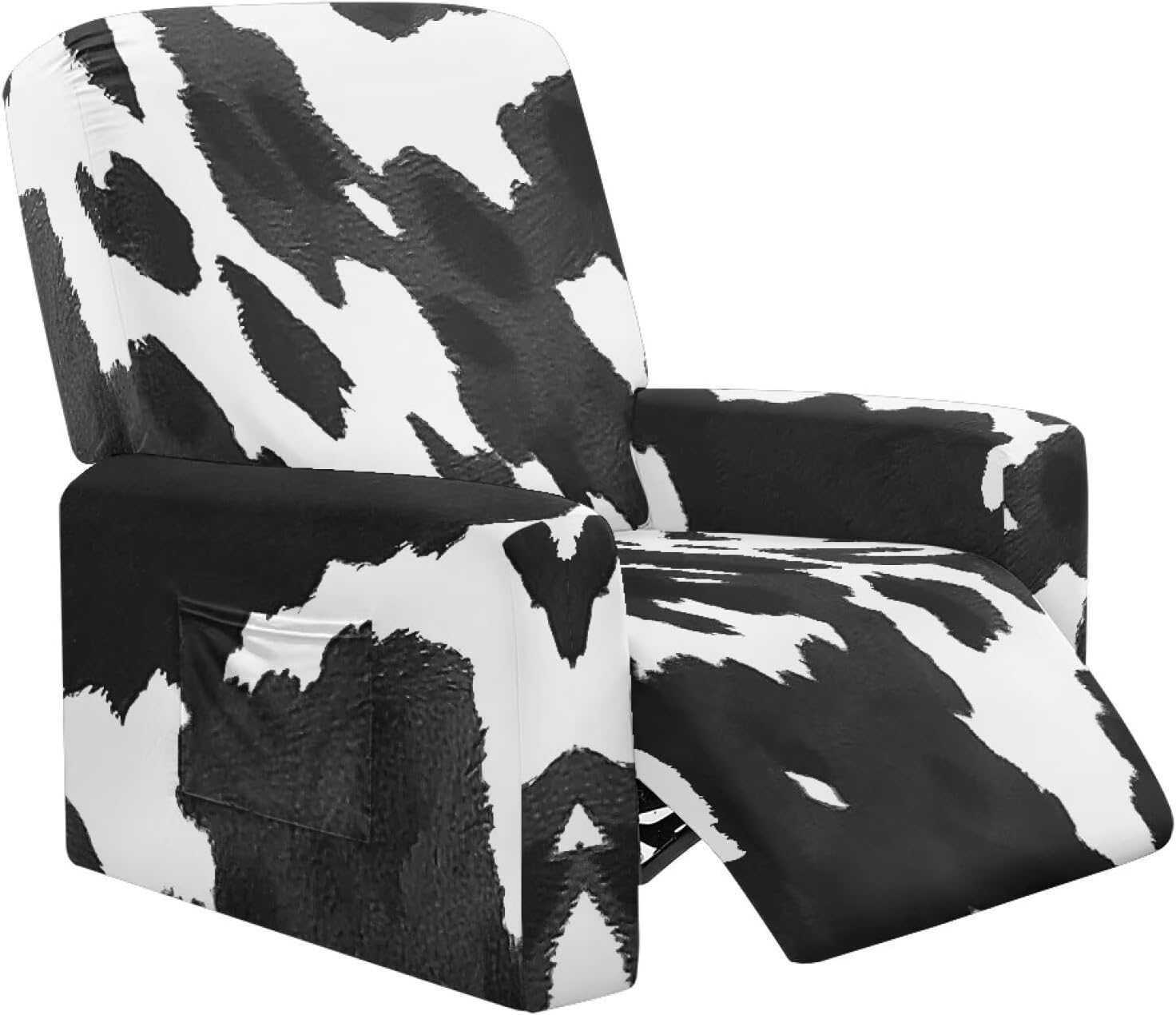 Swosrsggg Black and White Cow Print 4PCS Lazy Boy Chair Covers Recliner Slipcovers Stretch Printed Sofa Cover Furniture Protector Leather Recliner Chair Cover Stretch Recliner Slipcovers