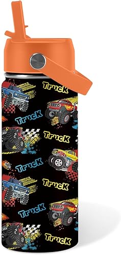 Miniatura 22 de Regalos de gatos para niños, botella de agua de 16 onzas con tapa con pajilla, botella aislada de acero inoxidable, a prueba de fugas, sin BPA, para