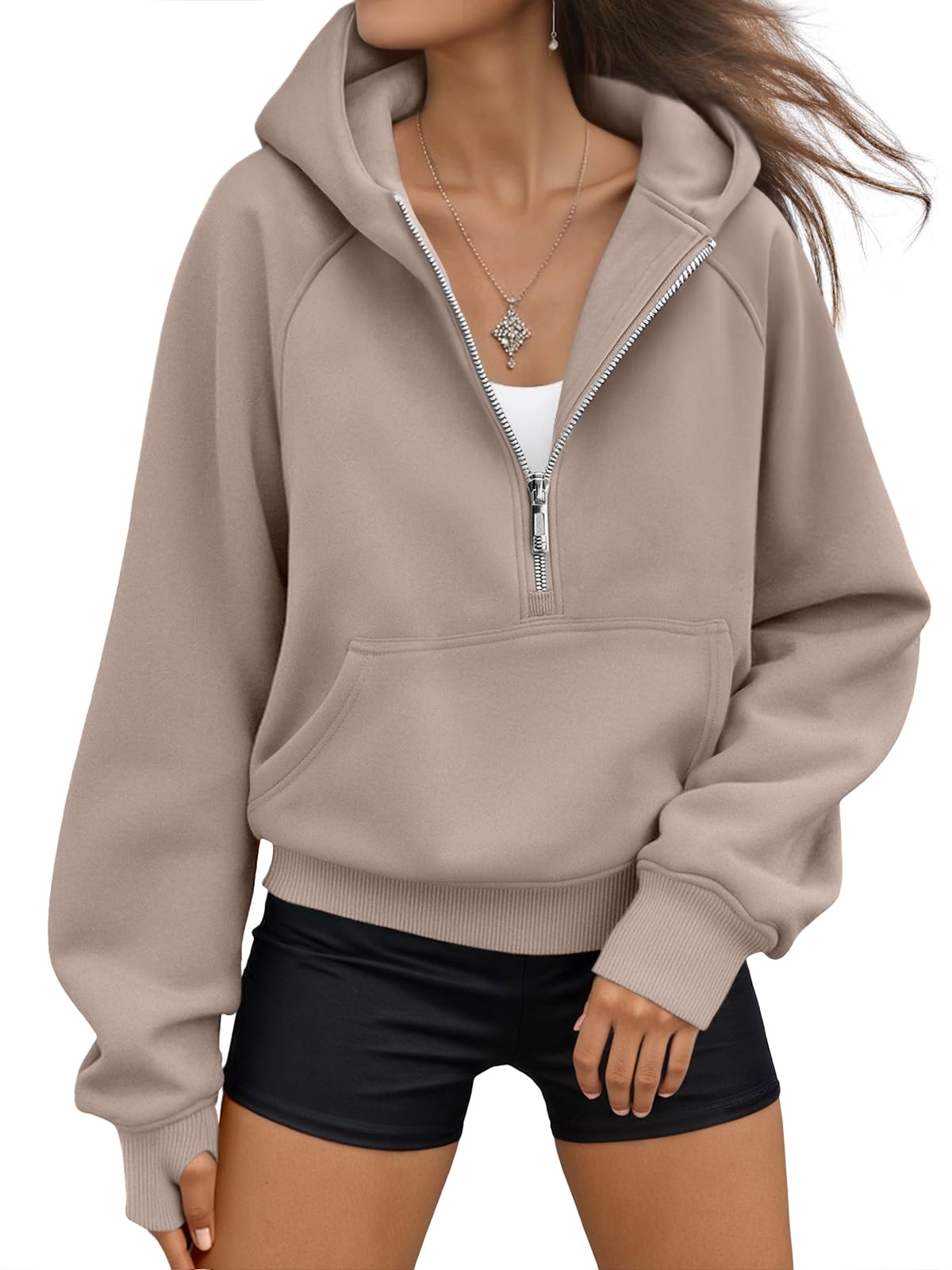 AUTOMET Damen Ezau190 Sweatshirt | Mit Fleece gefüttert, weiches Material, Kapuze, Jacken mit Taschen, Reiseflughafen-Outfits, Y2K-Sweatshirts, süße Loungewear
