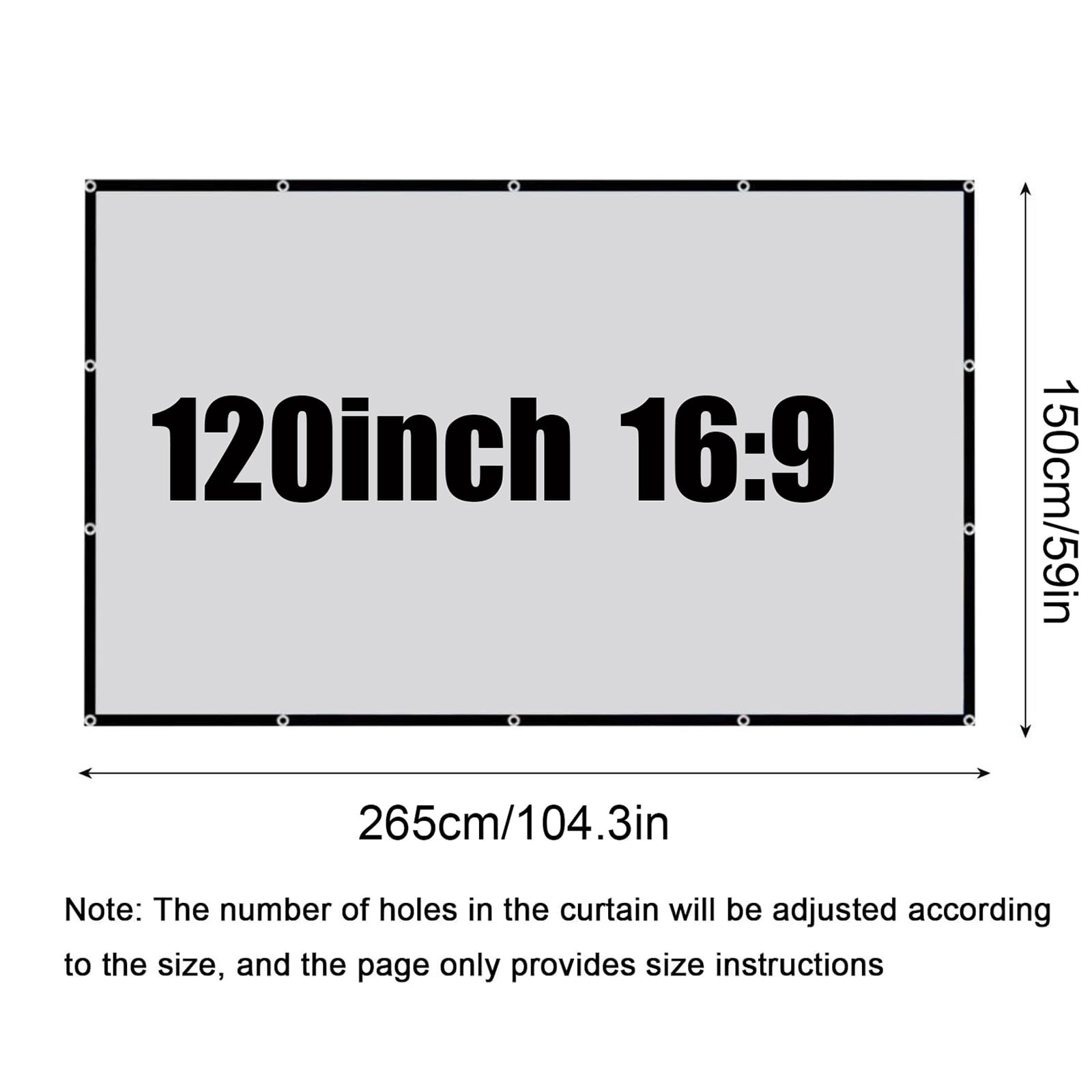 Schermo Proiettore per Esterni da 100/120/150 pollici, Telo Proiettore Portatile Antipiega Pieghevole HD 4K 16:9 per film per Home Theater, Feste(120inch(16:9))