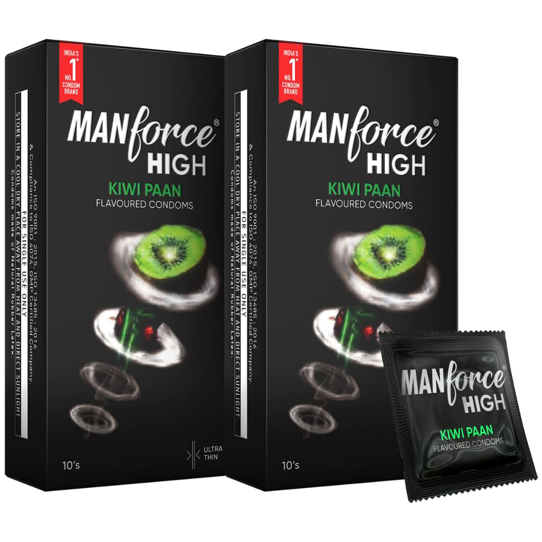 Manforce High Kiwi Paan Flavoured Condom| Ultra Thin With 0.05mm Thinness| Smooth and Natural Feel| Lubricated Latex Condom| Electronically Tested| Pack of 20-image-39
