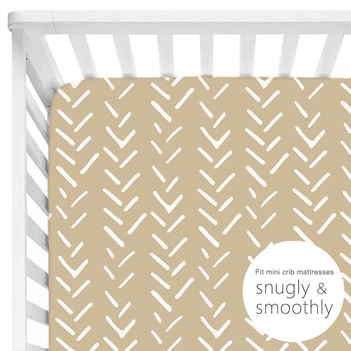 Miniatura 4 de GRSSDER Paquete de 2 sábanas elásticas para empacar y jugar, de punto de jersey ultra suave, juego de 2 sábanas portátilesmini cunas para niñas y