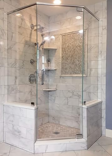 Miniatura 5 de Estante de ducha esquinero de mármol natural de 9 pulgadas para baño estantes esquineros de mármol para baño montado en la pared en ambos lados