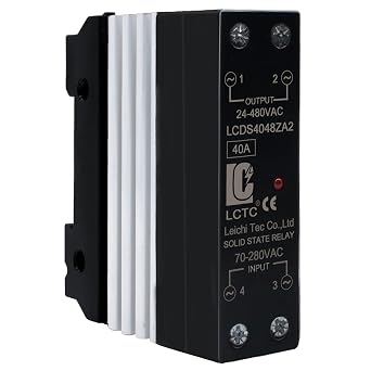 120VAC Solid State Relay DIN Rail with Heat Sink Optocoupler, 40A AC to AC 70-280V Input, 24-480V Output